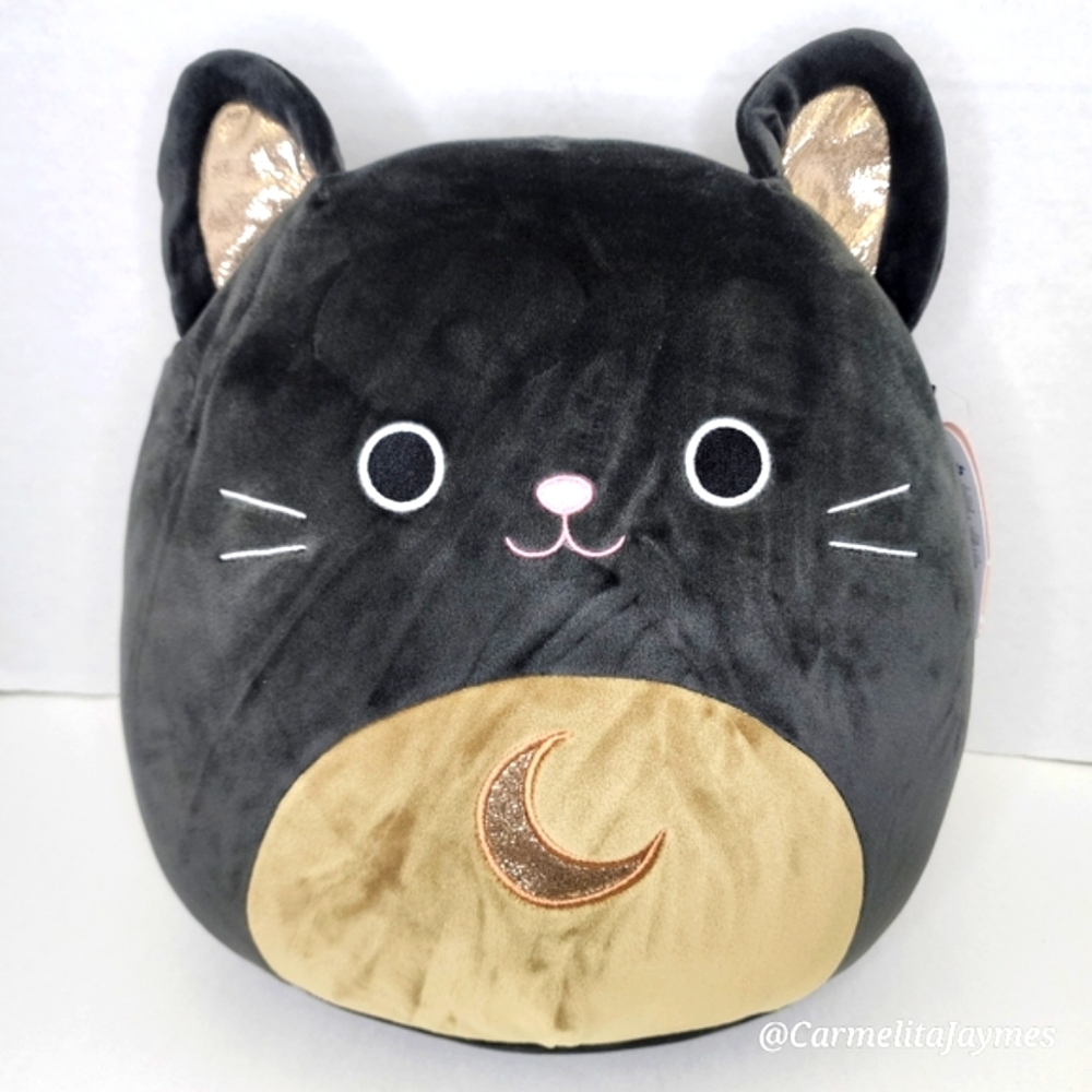 🎃 MONK 🌛🐈‍⬛️8" FTM Black & Gold Cat Moon Halloween 2024 Original Squishmallow